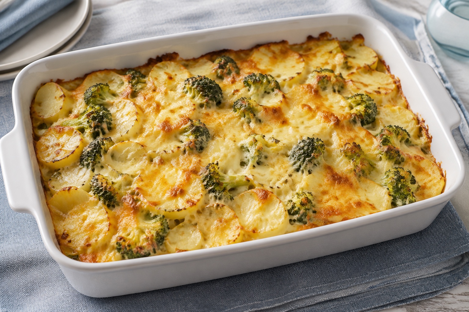 Kartoffel-Brokkoli-Auflauf mit goldbrauner Käsekruste